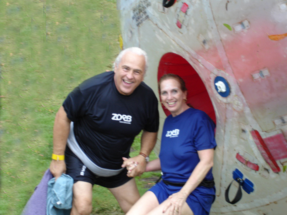 the two RV Gypsies exiting the Zorbing ball
